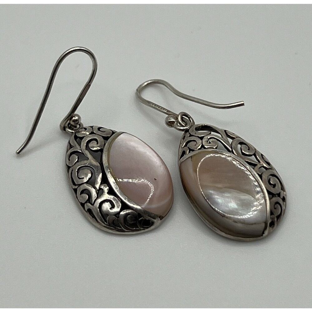 Sx Sterling Silver 925 Thailand Mother Of Pearl Earrings